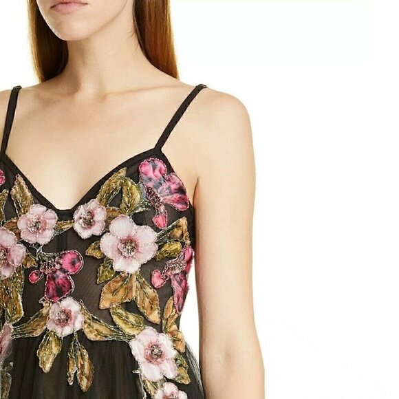 Patbo Cocktail Dress Size 12/44 Black Patricia Bonaldi Beaded Floral Bustier NEW - Picture 4 of 9